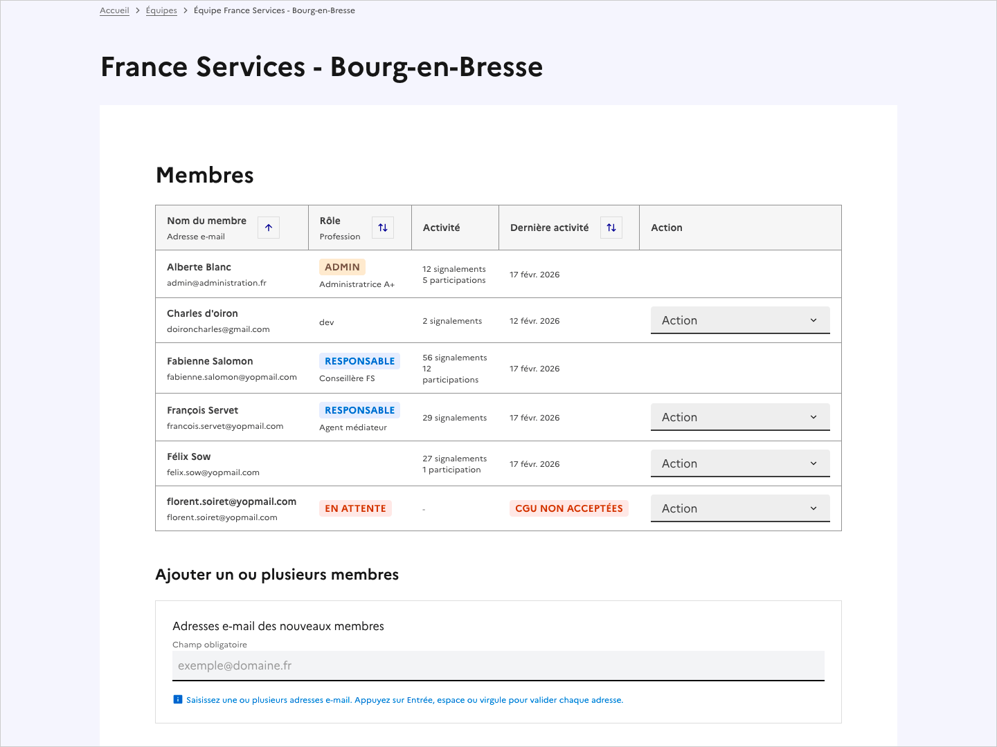 Copie d'écran du bloc Membres. Le badge Responsable est désormais associé au nouveau Responsable.