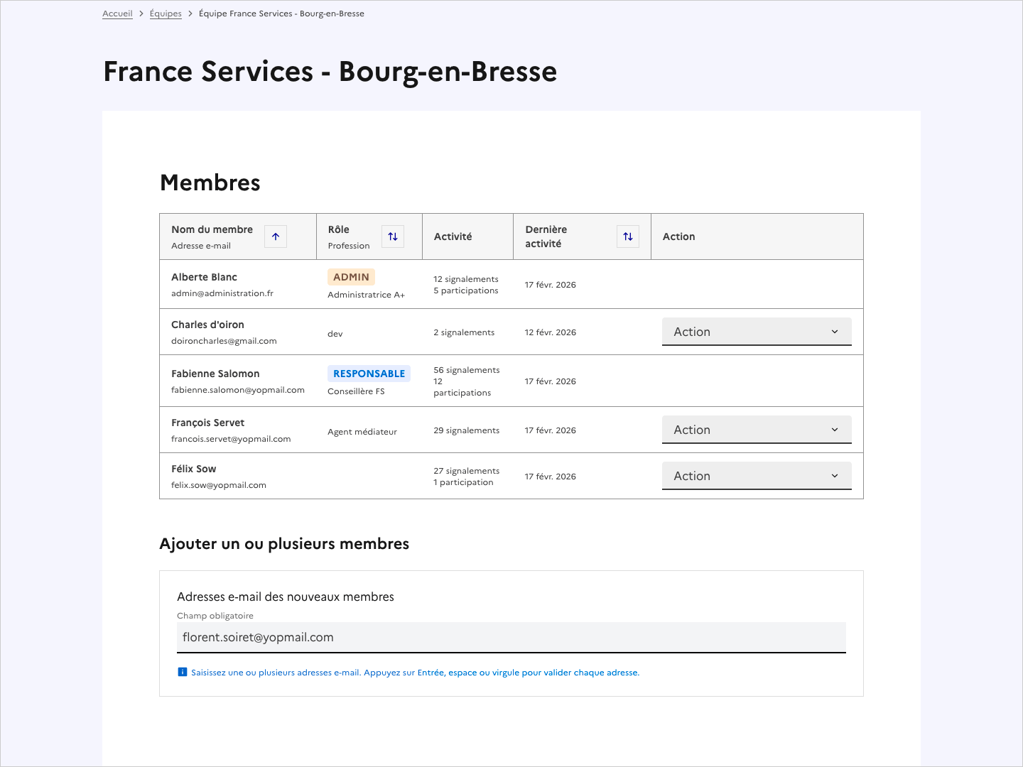 Copie d'écran du bloc "Ajouter un ou plusieurs membres".